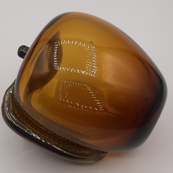 Rare Rossi Niagara Falls Canada Hand Blown Amber Glass Apple With Label - Picture 7 of 7